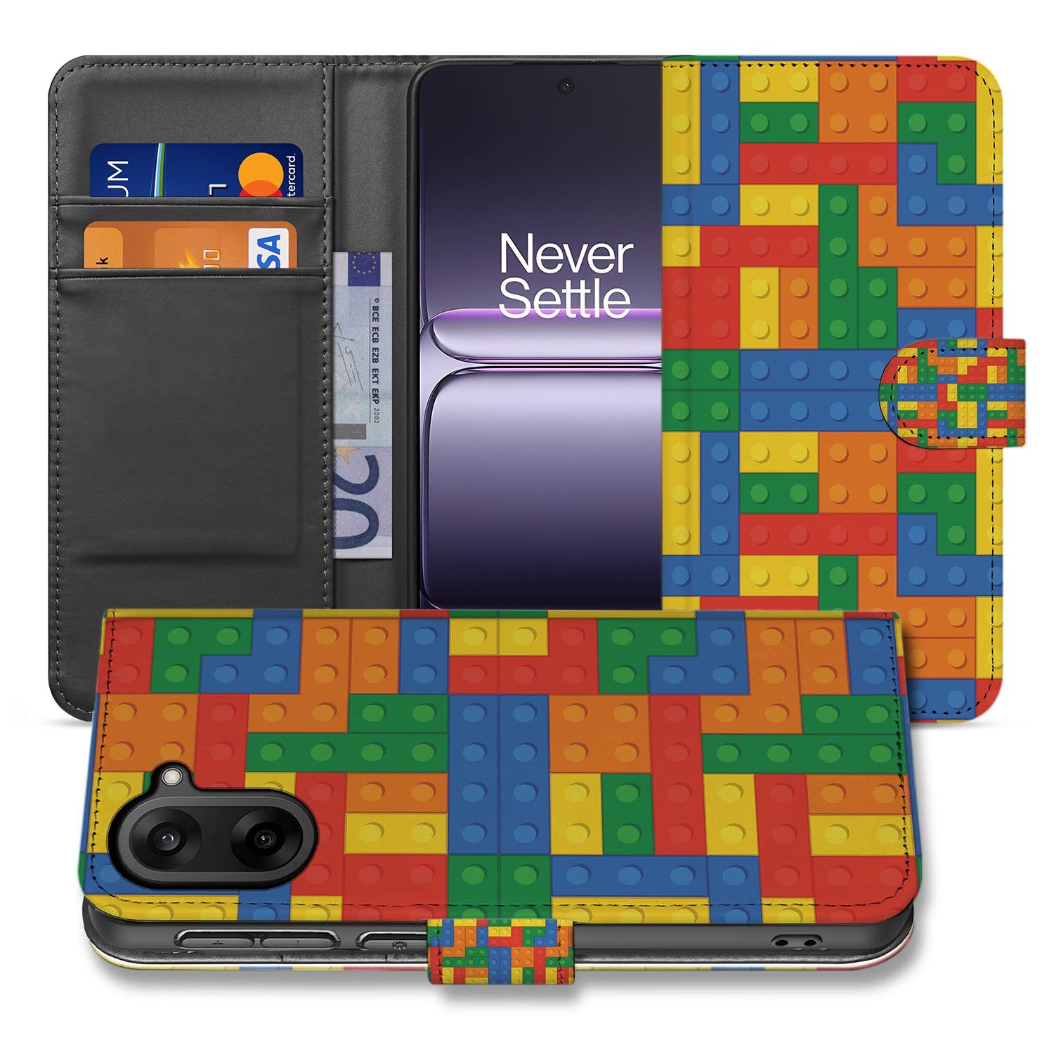 OnePlus Nord CE 5 Blokken Design Hoesje Voor OnePlus Nord CE 5 Book Case Portemonnee Hoesje Met 3 Pasjes