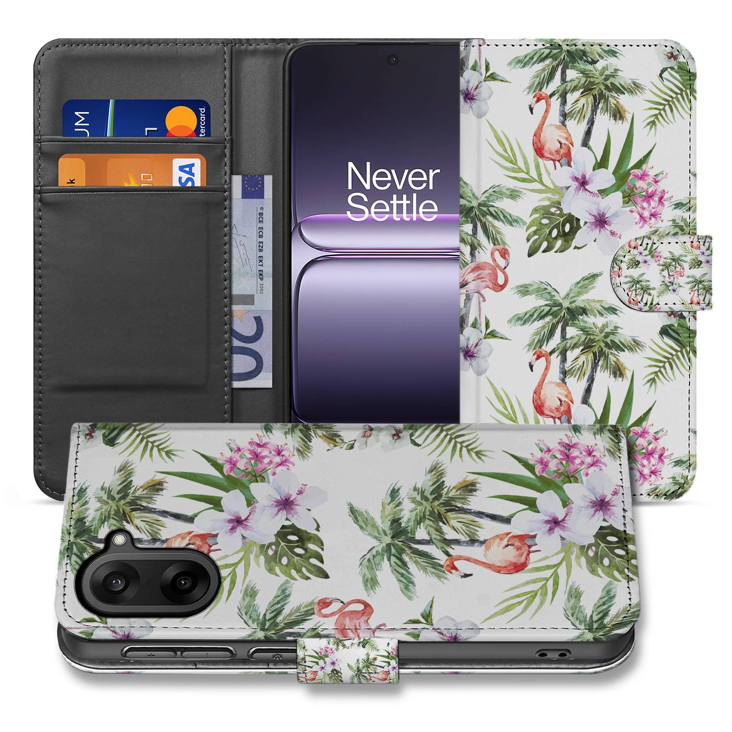 OnePlus Nord CE 5 Flamingo Palms Design Hoesje voor OnePlus Nord CE 5 voorkant achterkant
