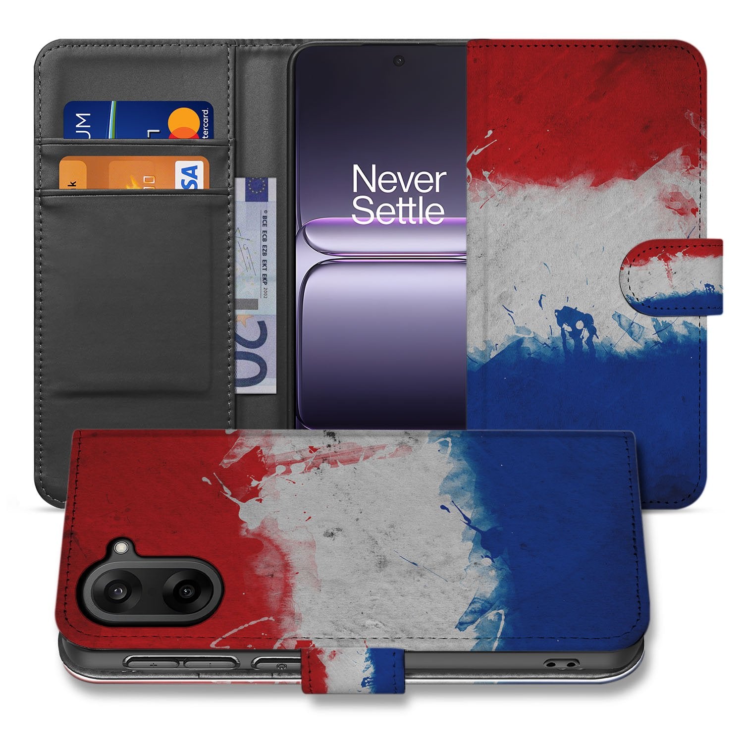 OnePlus Nord CE 5 Nederlandse Vlag Met Pasjes Hoesje Book Case voorkant zijkant