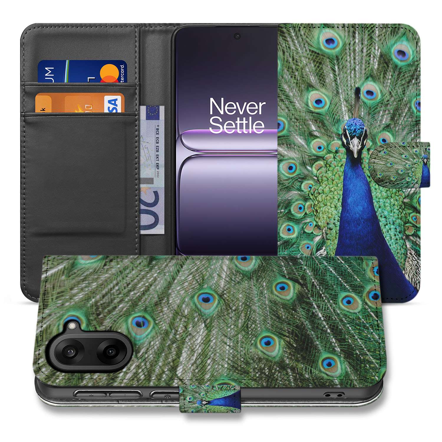 OnePlus Nord CE 5 Bookcase Hoesje Pauwprint Met Pasjes pauwprint design voorkant
