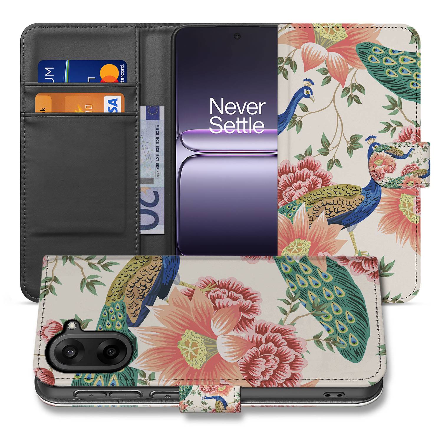 Pink Peacock OnePlus Nord CE 5 Portemonnee Hoesje designnaam voorzijde