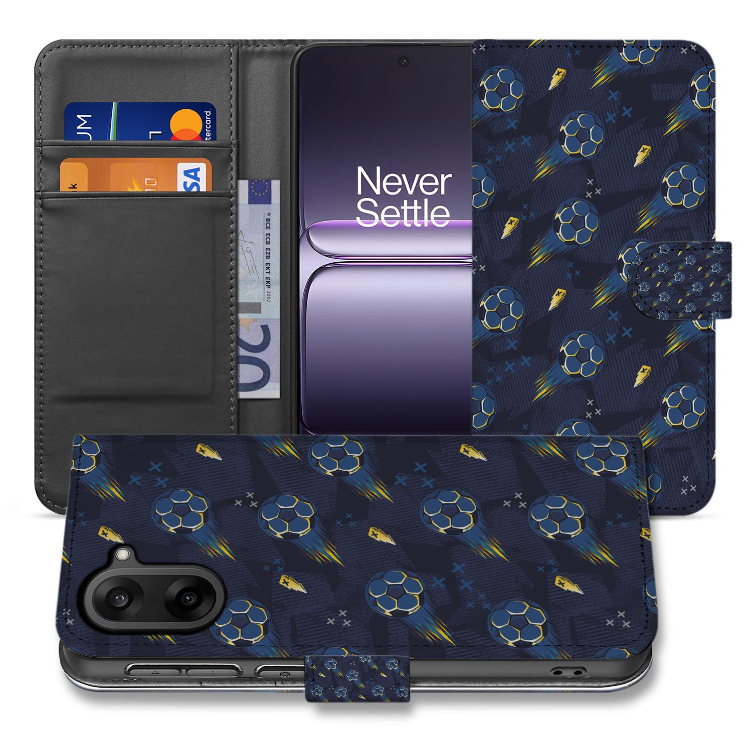 OnePlus Nord CE 5 Voetbal Design Bookcase Hoesje zij aanzicht