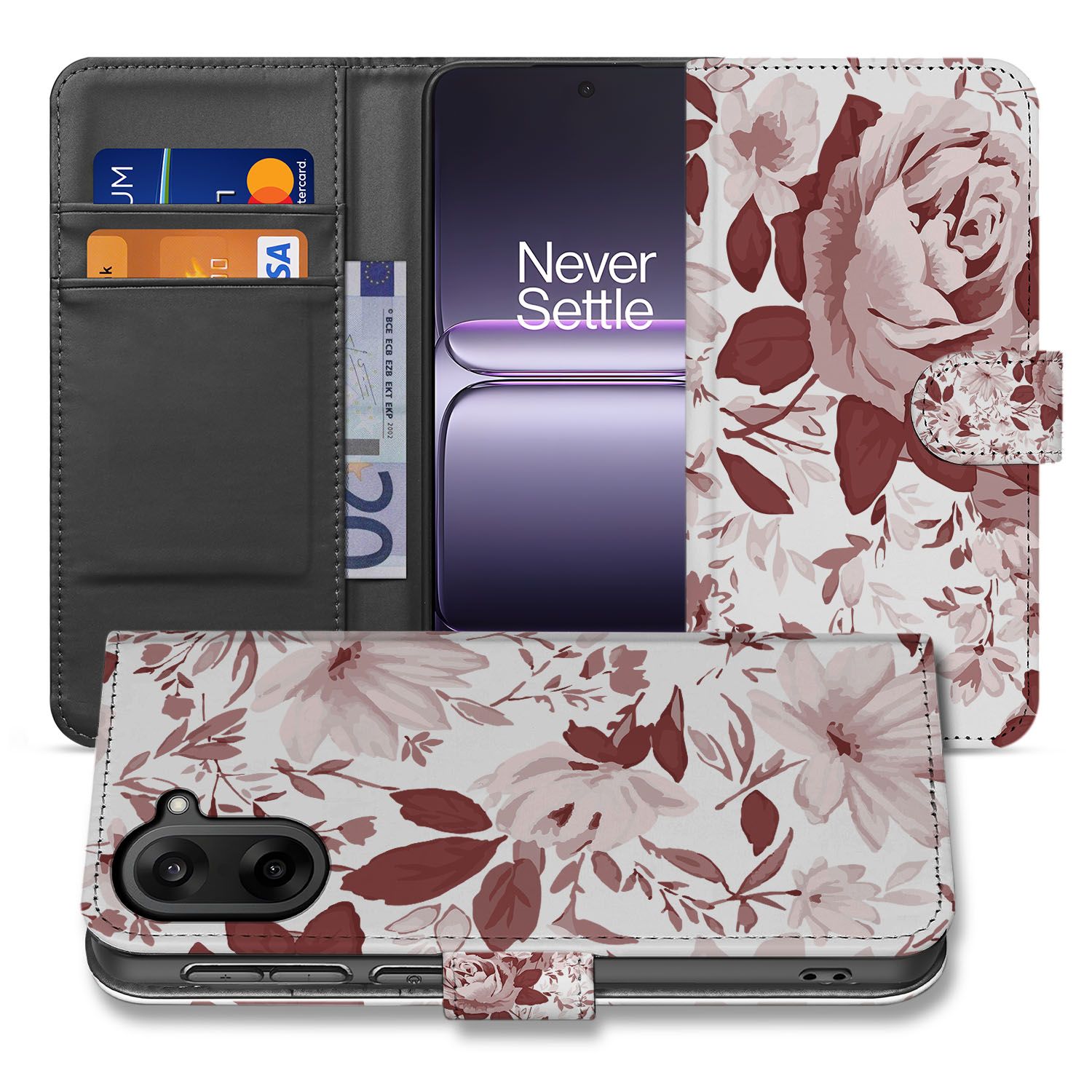 OnePlus Nord CE 5 Watercolor Flowers Hoesje Voor OnePlus Nord CE 5 Bookcase Hoesje voorkant