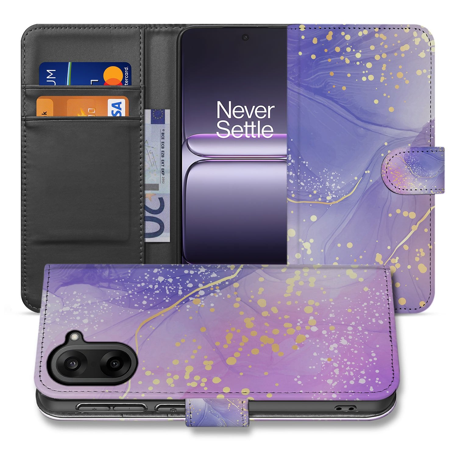 Watercolor Paars OnePlus Nord CE 5 Bookcase Hoesje designnaam voorkant