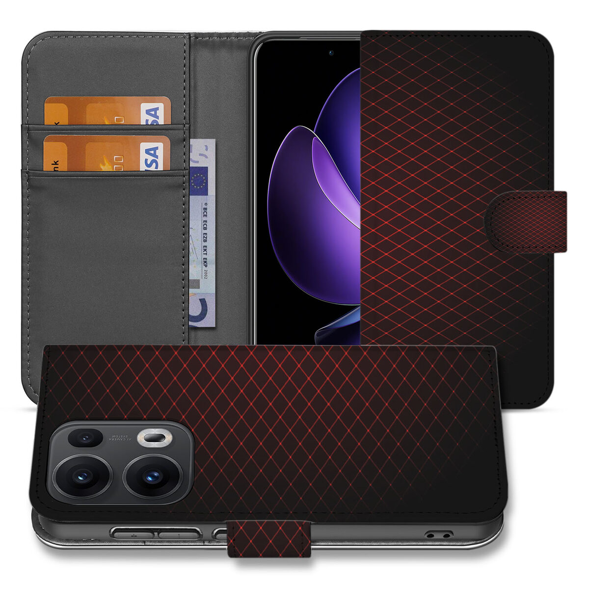 OPPO Reno 13 Pro Telefoon Hoesje Geruit Rood