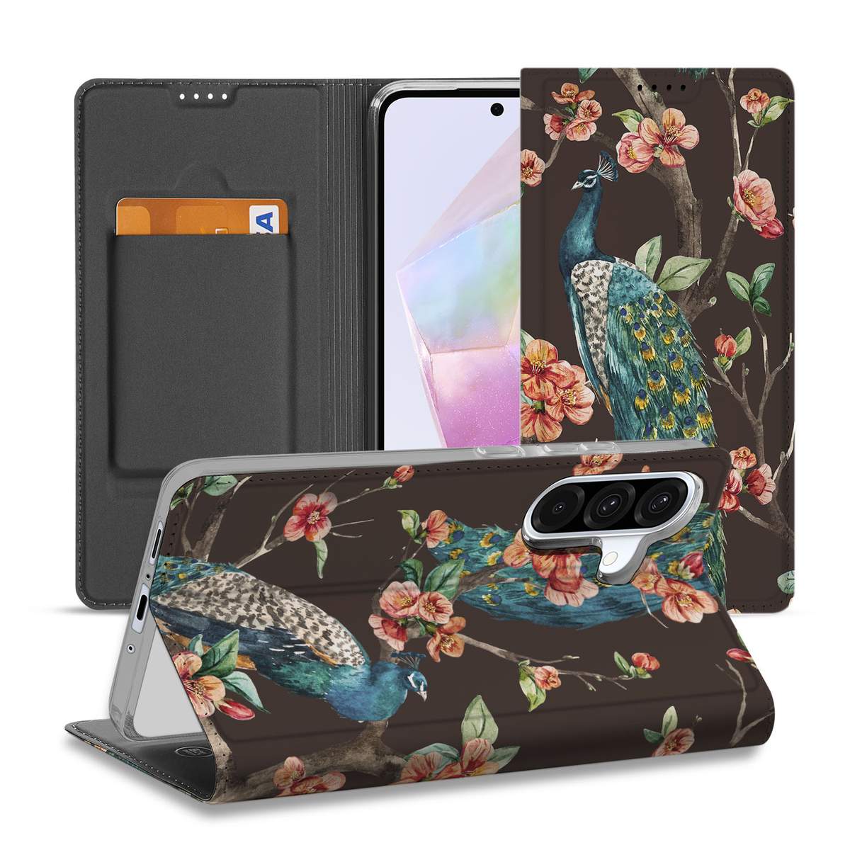 Samsung Galaxy A56 A36 Hoesje Pauw met Bloemen positie 1