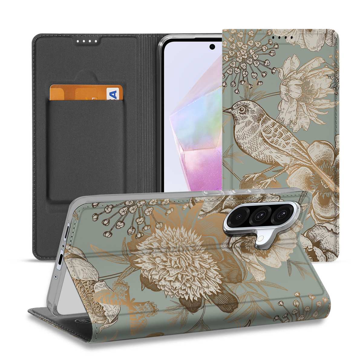 Samsung Galaxy A56 A36 Hoesje Vintage Bird Flowers positie 1