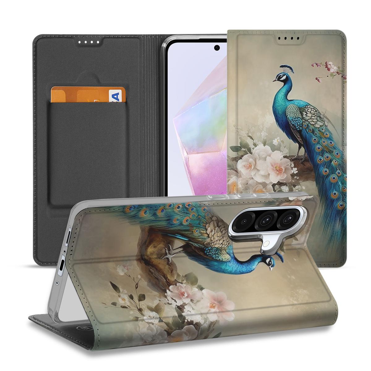 Samsung Galaxy A56 A36 Hoesje Vintage Pauwen positie 1