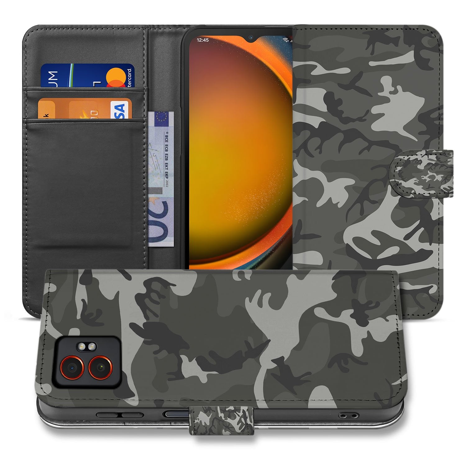 Army Light Camouflage Samsung Galaxy Xcover 7 Pro Portemonnee Hoesje designnaam voorzijde