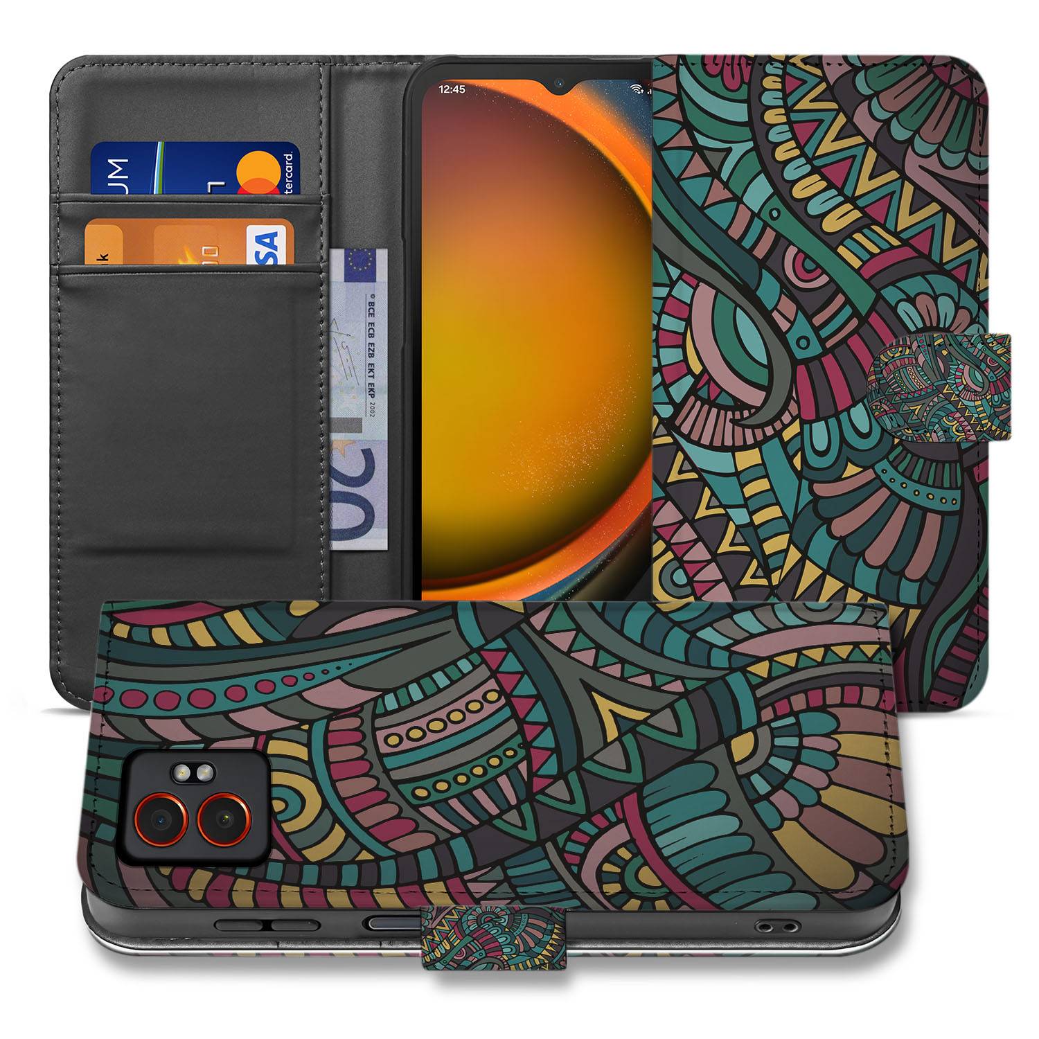Samsung Galaxy Xcover 7 Pro Book Case Aztec voorzijde achterzijde