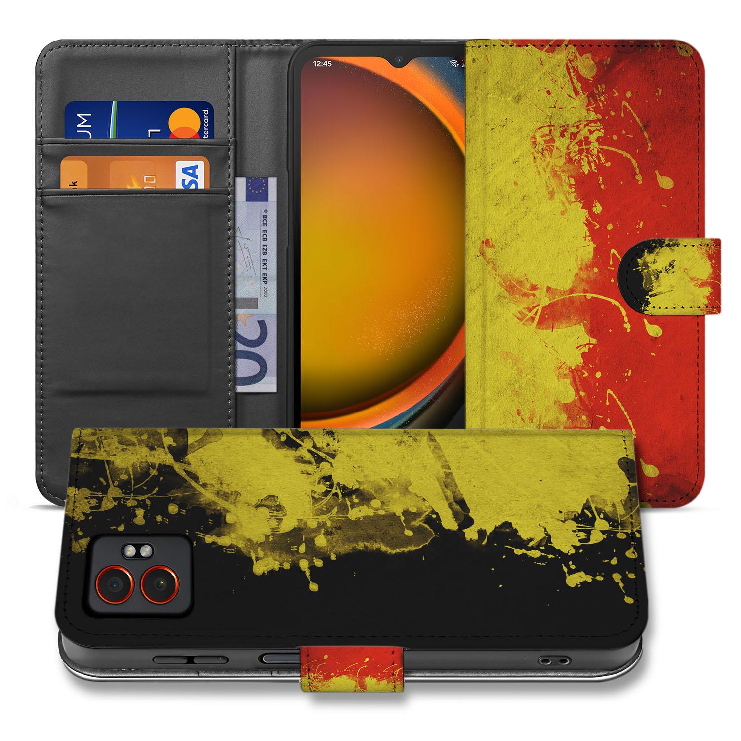 Samsung Galaxy Xcover 7 Pro Belgische Vlag Met Pasvak Book Case voorkant design zwart geel rood