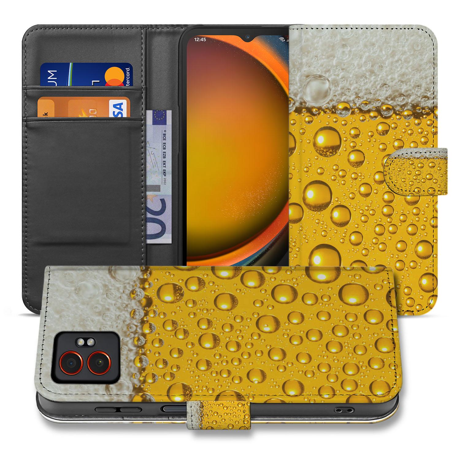 Samsung Galaxy Xcover 7 Pro Bookcase Hoesje Bier Print Geel Sluiting aanzicht
