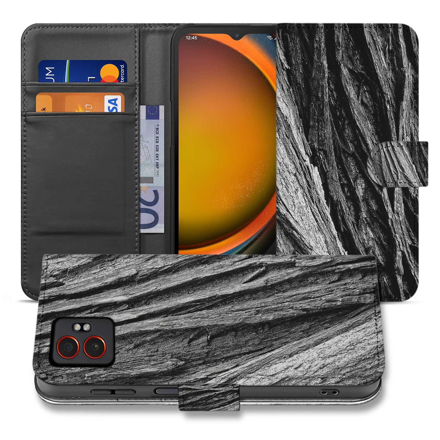 Boomschors Samsung Galaxy Xcover 7 Pro Book Case grijs kunstleer natuurlijke uitstraling binnenkant