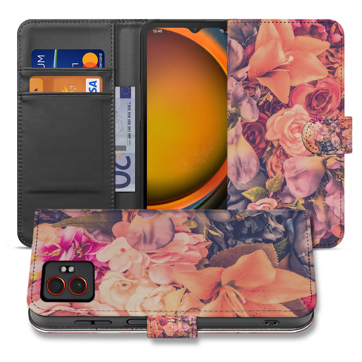 Bosje Bloemen Samsung Galaxy Xcover 7 Pro Book Case bloemen ontwerp voorkant en binnenkant