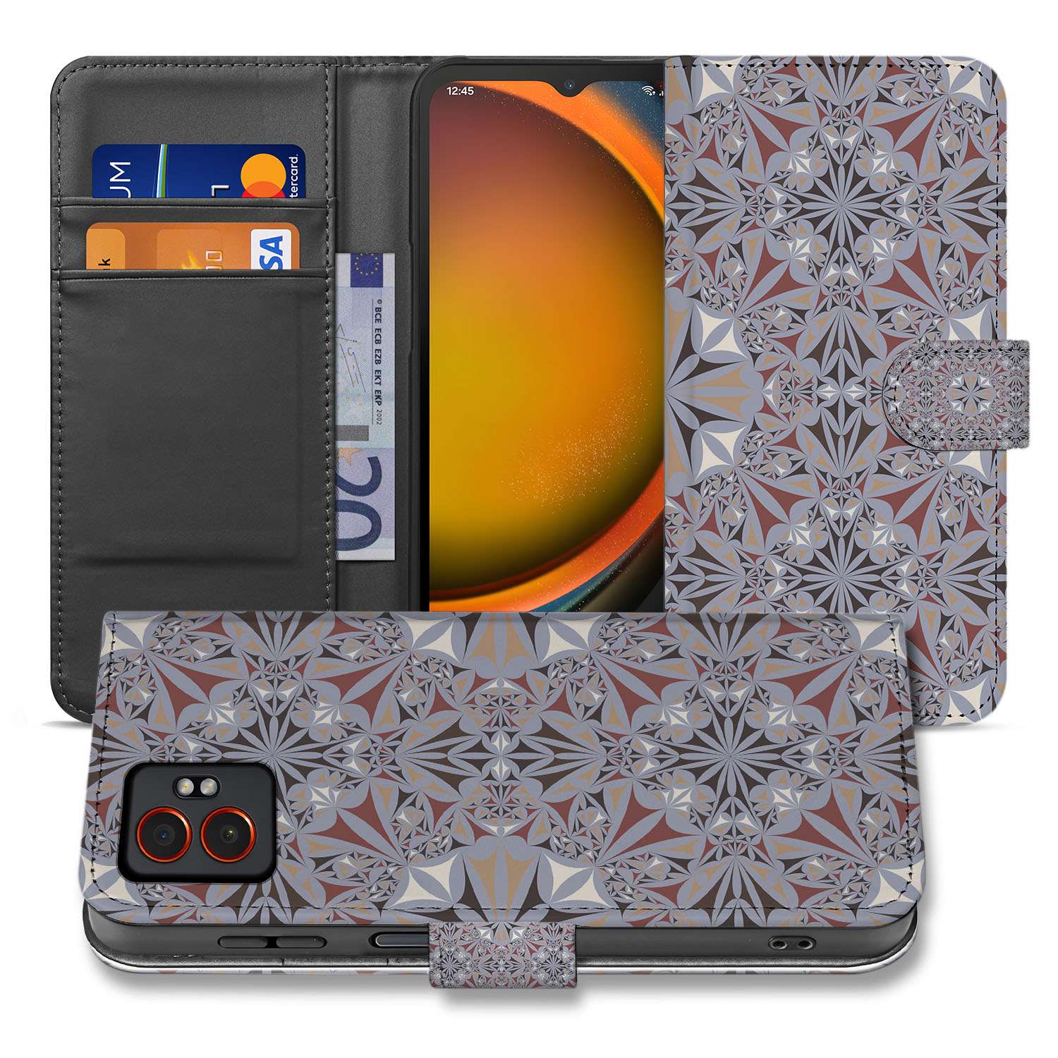 Flower Tiles Samsung Galaxy Xcover 7 Pro | Book Case design Flower Tiles aanzicht