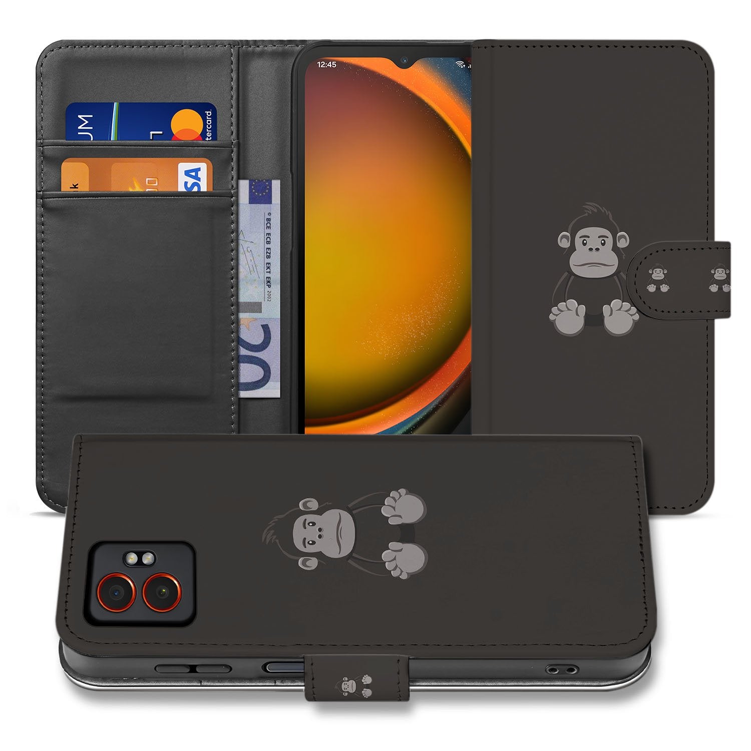 Samsung Galaxy Xcover 7 Pro Bookcase Hoesje Voor Samsung Galaxy Xcover 7 Pro Gorilla Bruin Design aanzicht