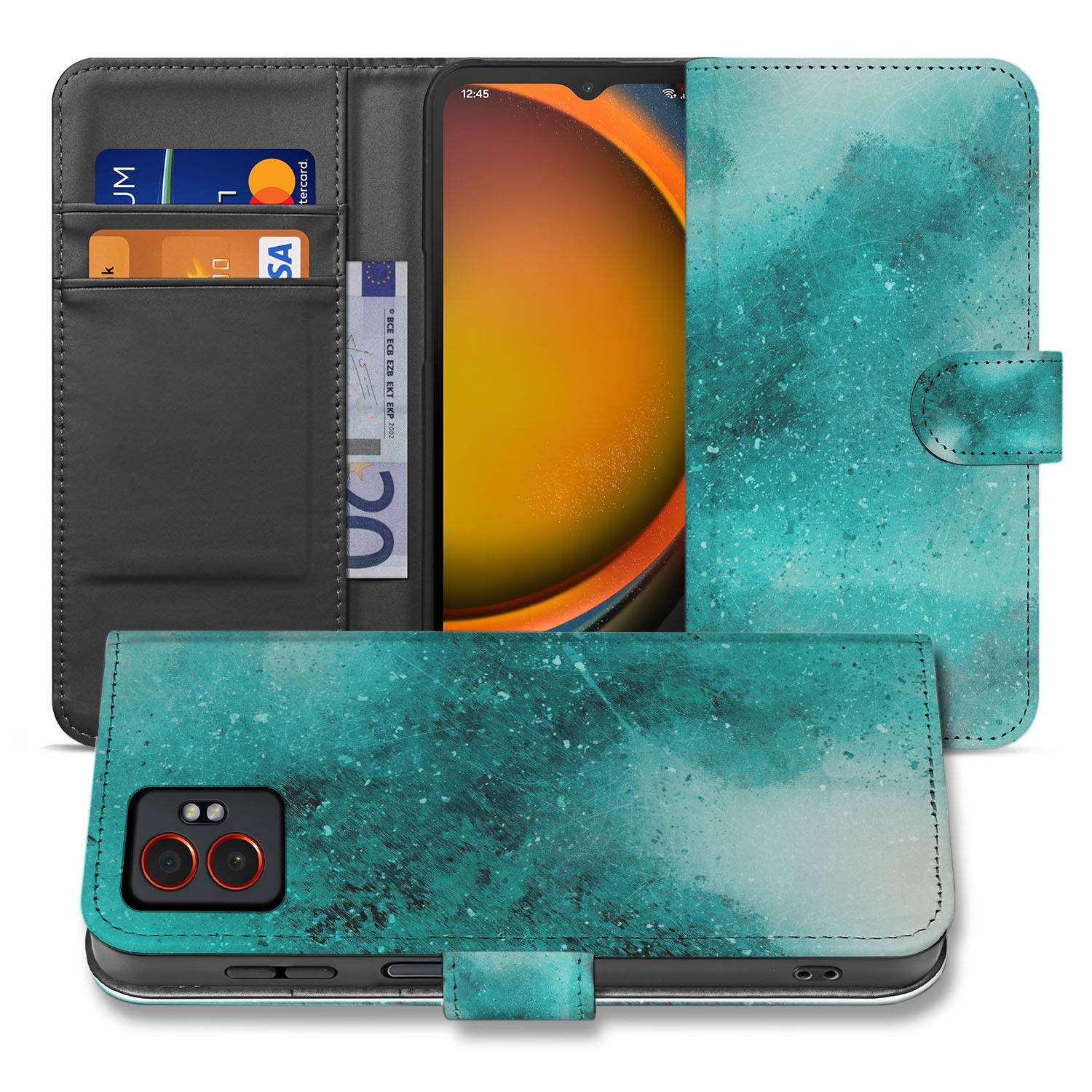 Samsung Galaxy Xcover 7 Pro Bookcase Hoesje Painting Blue Design aanzicht