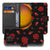 Samsung Galaxy Xcover 7 Pro Bookcase Hoesje Valentine zwart rozen hartmotieven vooraan