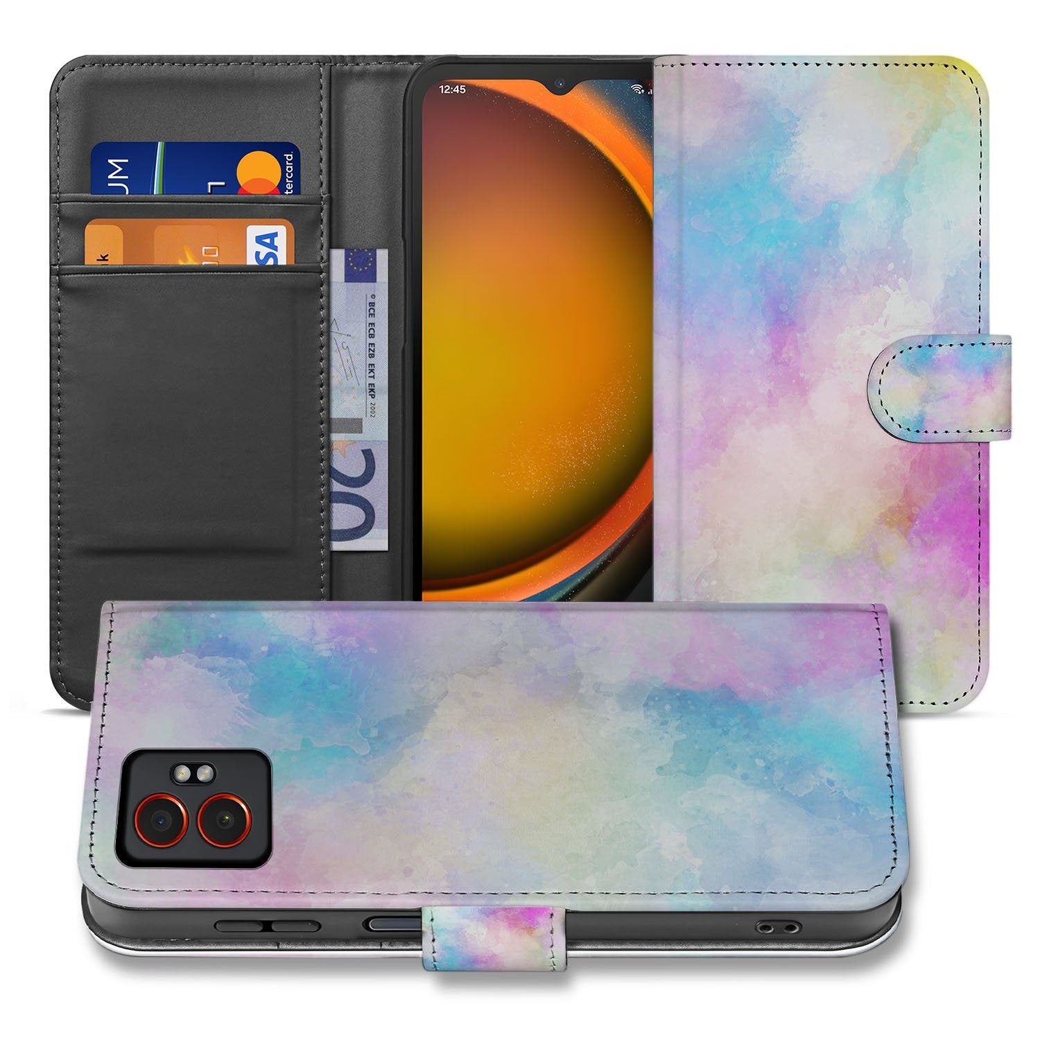 Samsung Galaxy XCover 7 Pro Stijlvol Watercolor Light Design Book Case Portemonnee Hoesje voorzijde