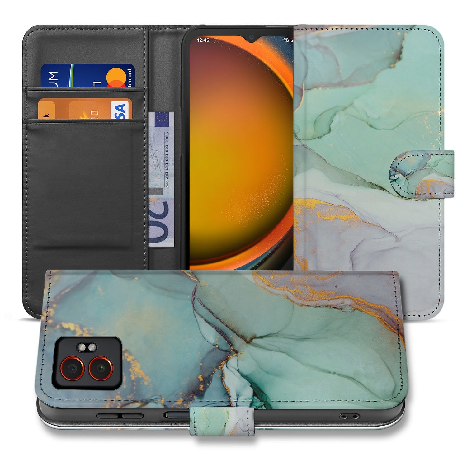 Samsung Galaxy Xcover 7 Pro Watercolor Mix Design Bookcase Hoesje aanzicht