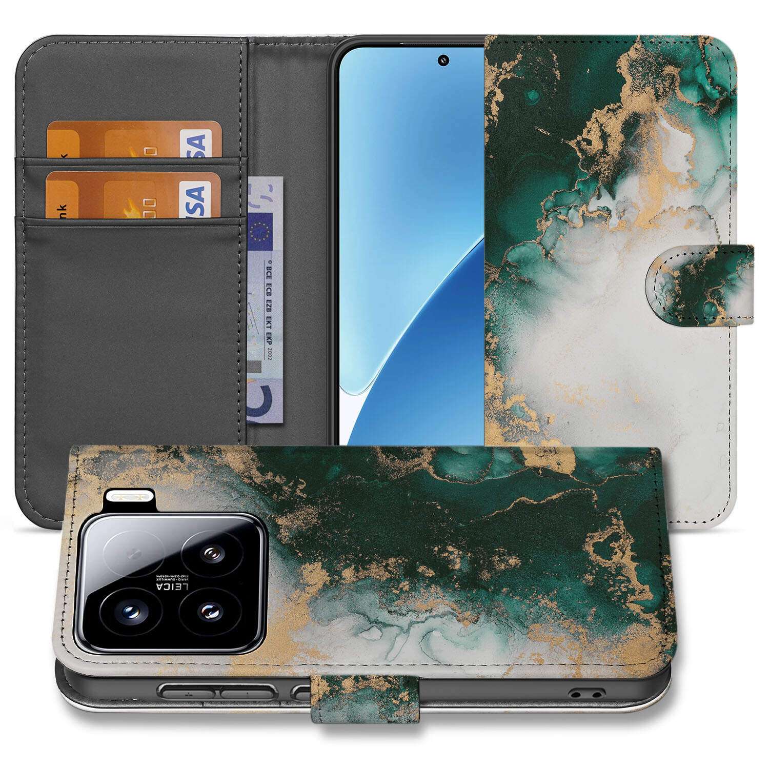 Bookcase voor Xiaomi 15 Marmer Groen