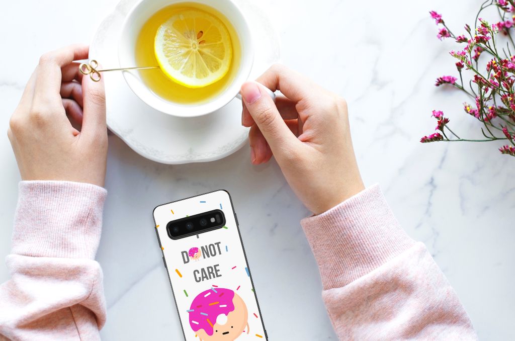 Samsung Galaxy S10 Silicone Case Donut Roze B2C Telecom