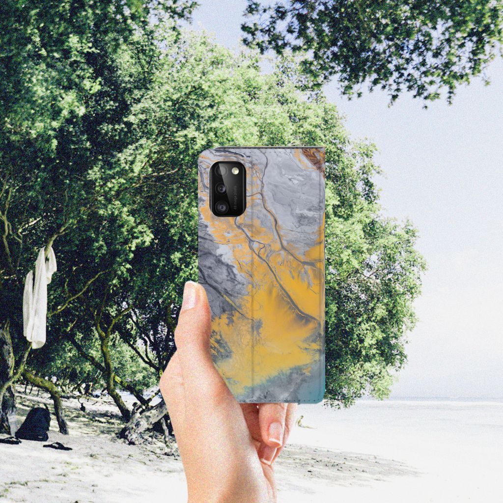Samsung Galaxy A41 Standcase Marble Blue Gold - B2C Telecom