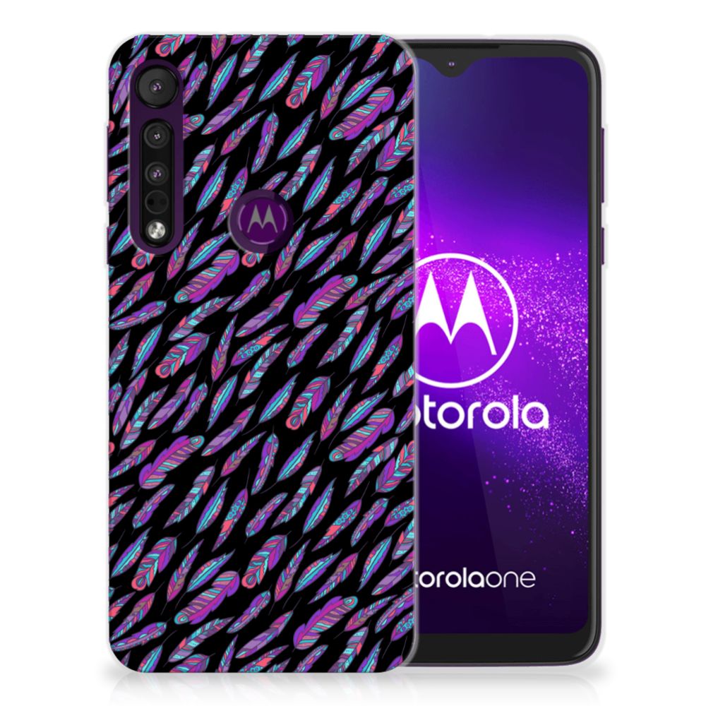 Motorola One Macro TPU bumper Feathers Color