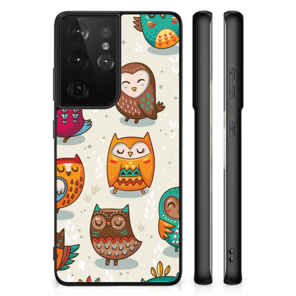Samsung Galaxy S21 Ultra Dierenprint Telefoonhoesje Vrolijke Uilen B2C Telecom