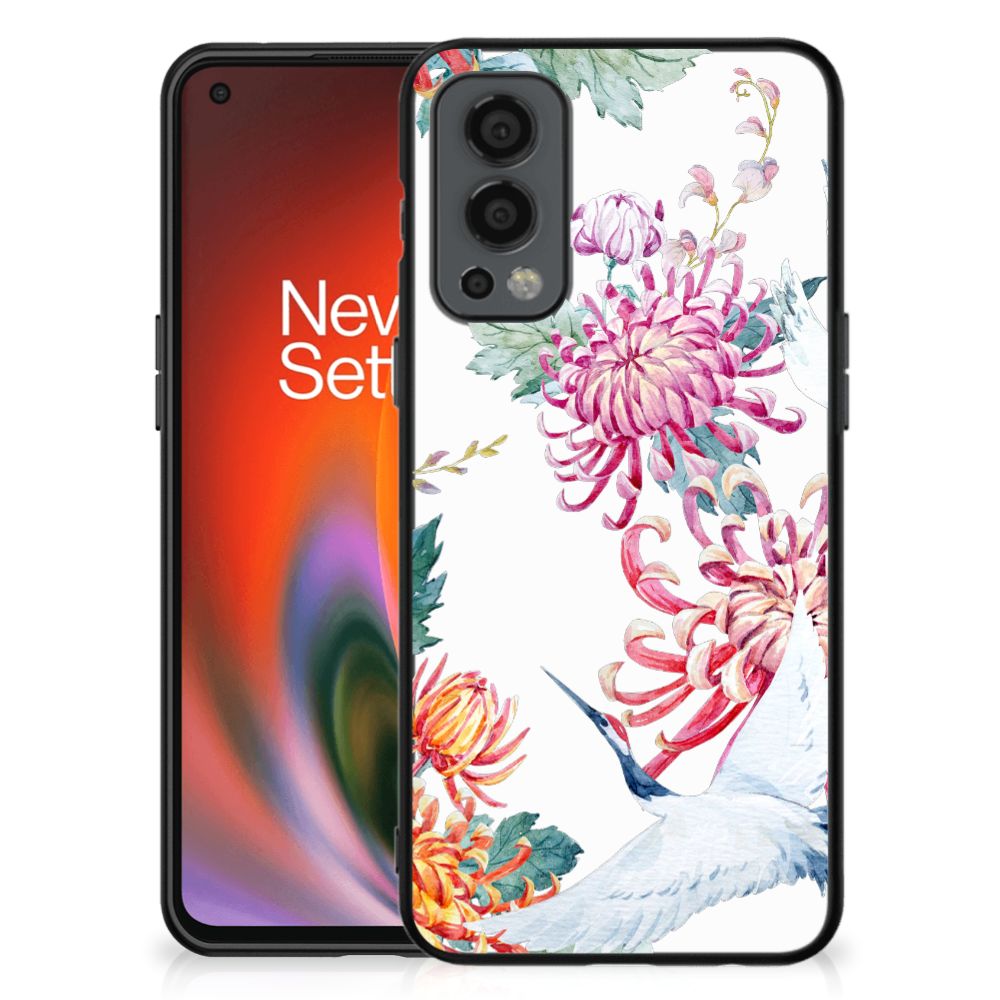 OnePlus Nord 2 Dierenprint Telefoonhoesje Bird Flowers