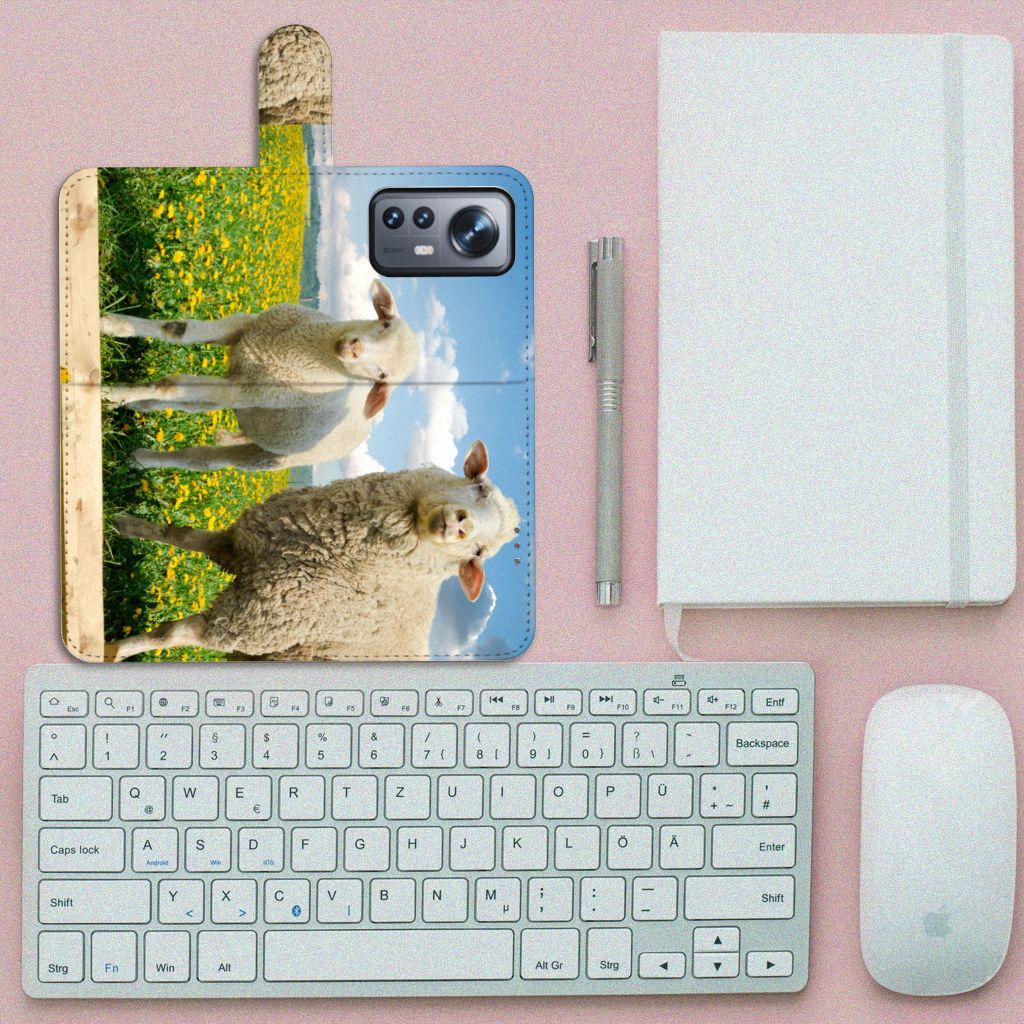 Xiaomi 12 Pro Telefoonhoesje met Pasjes Schaap en Lammetje