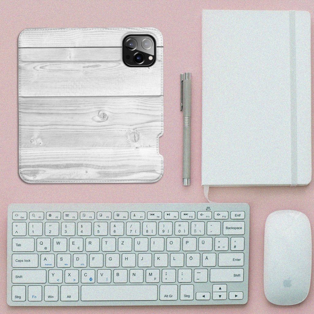 iPhone 14 Pro Max Book Wallet Case White Wood - B2C Telecom