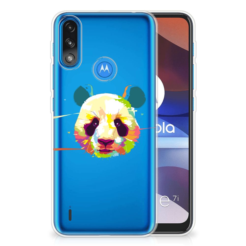 Motorola Moto E7/E7i Power Telefoonhoesje met Naam Panda Color