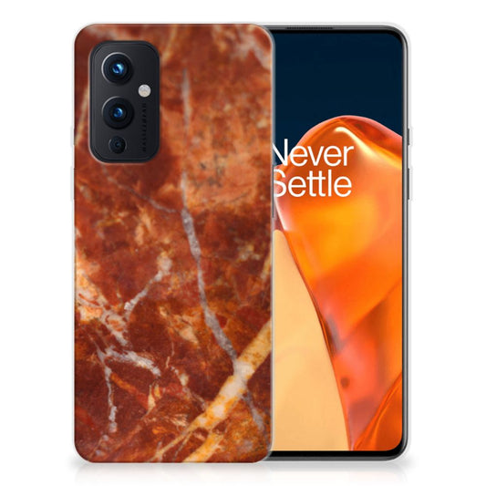 OnePlus 9 TPU Siliconen Hoesje Marmer Bruin