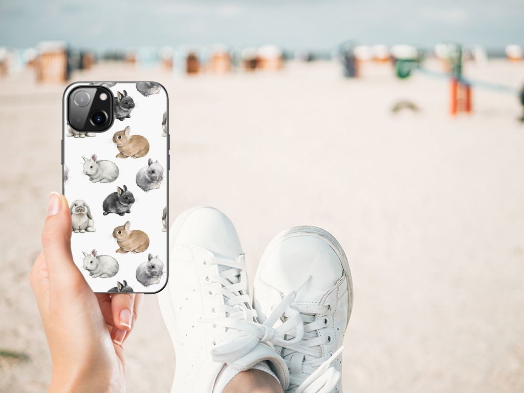 Dierenprint Telefoonhoesje voor Apple iPhone 13 Konijntjes B2C Telecom