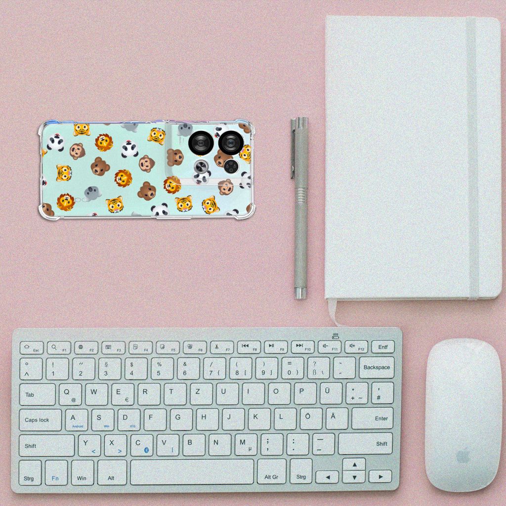 Doorzichtige Silicone Hoesje voor OPPO Reno8 Dieren Emojis B2C Telecom