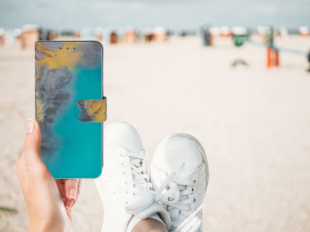 Xiaomi Redmi 8A Bookcase Marble Blue Gold