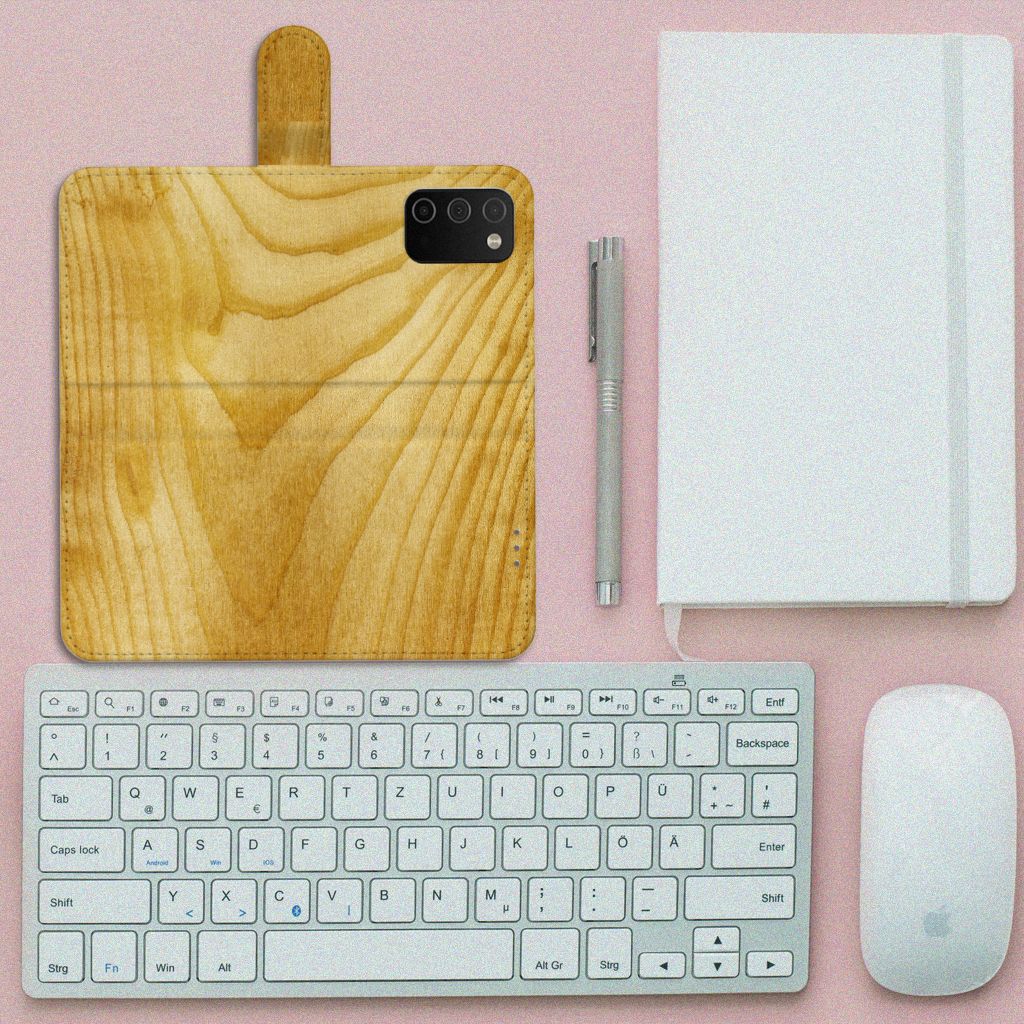 Samsung Galaxy A03s Book Style Case Licht Hout