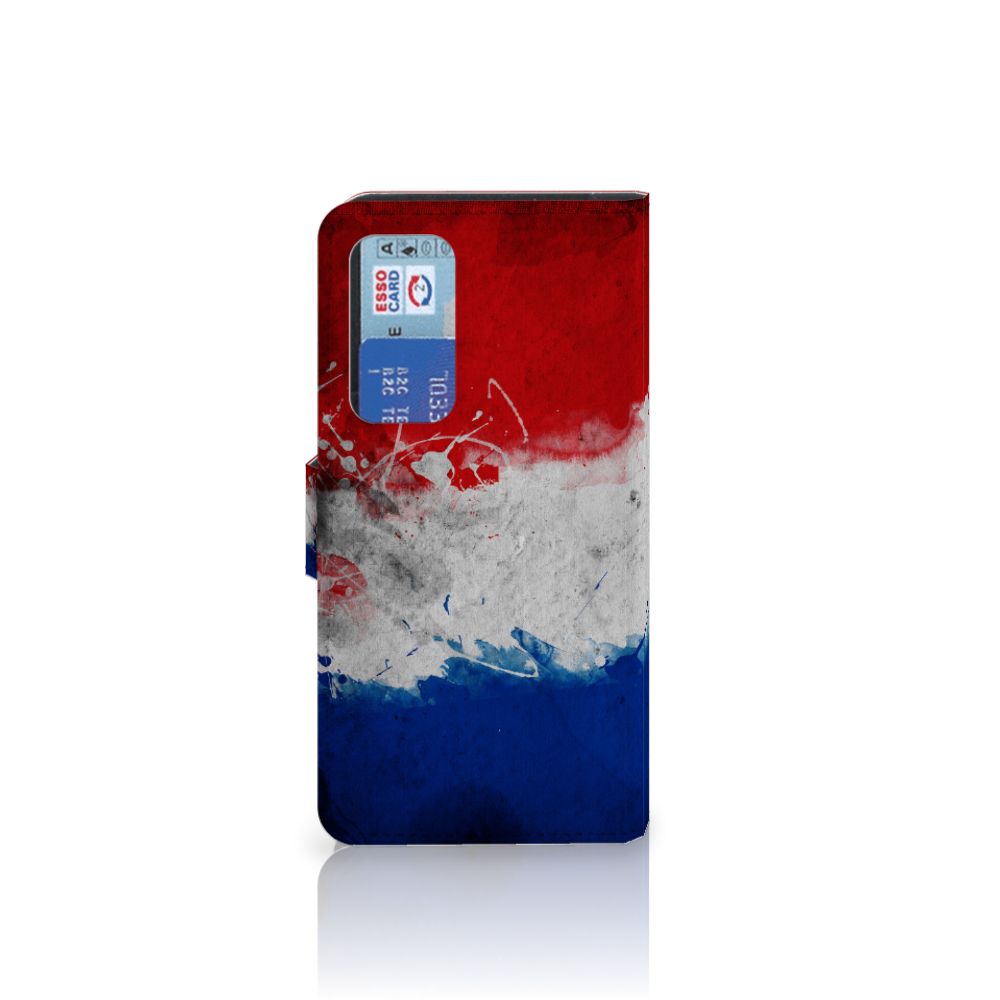 Huawei P40 Bookstyle Case Nederland met artistieke Nederlandse vlag design en pasjeshouder.