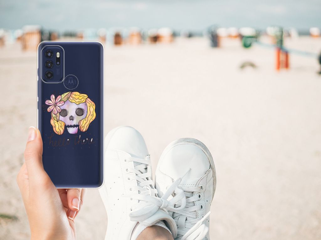 Silicone Back Case Motorola Moto G60s Boho Skull B2C Telecom