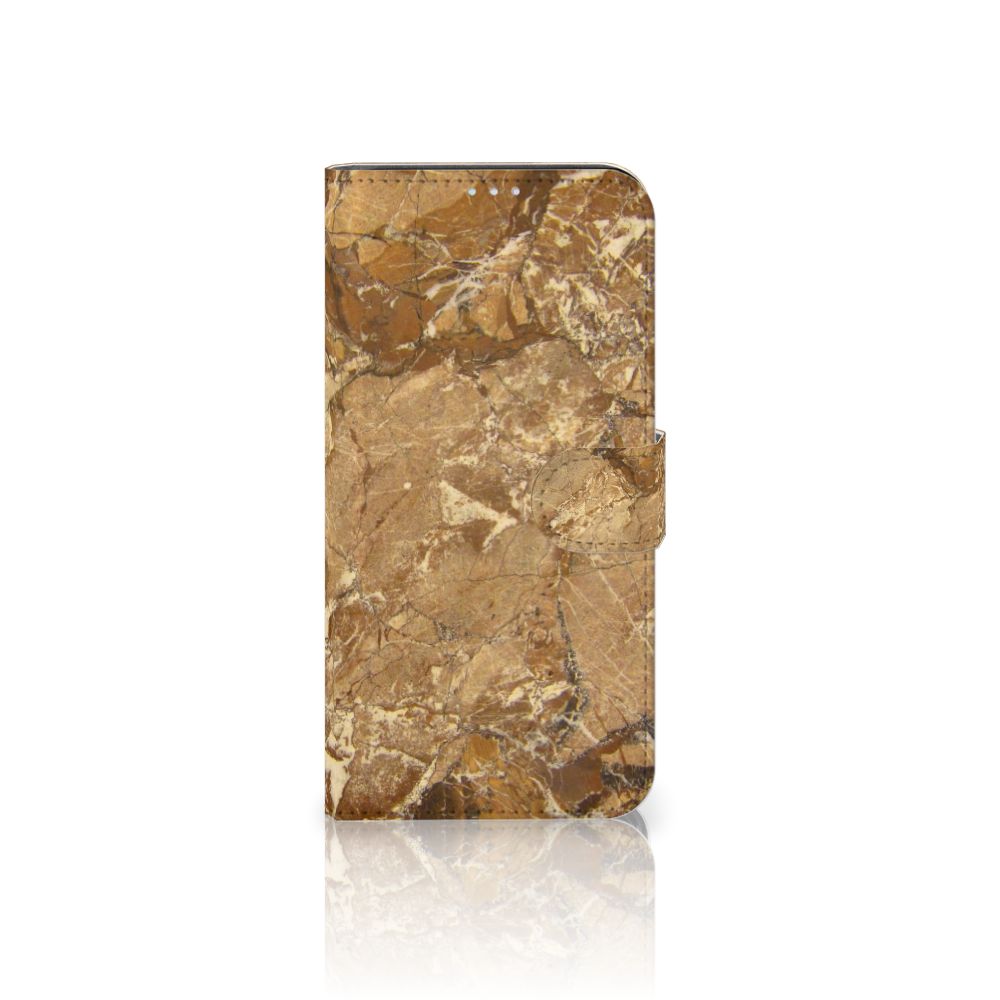 Motorola G8 Power Bookcase Marmer Creme met luxe marmerdesign en pasjeshouder.