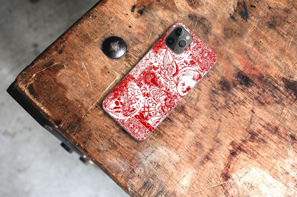 Silicone Back Case Apple iPhone 11 Pro Angel Skull Rood