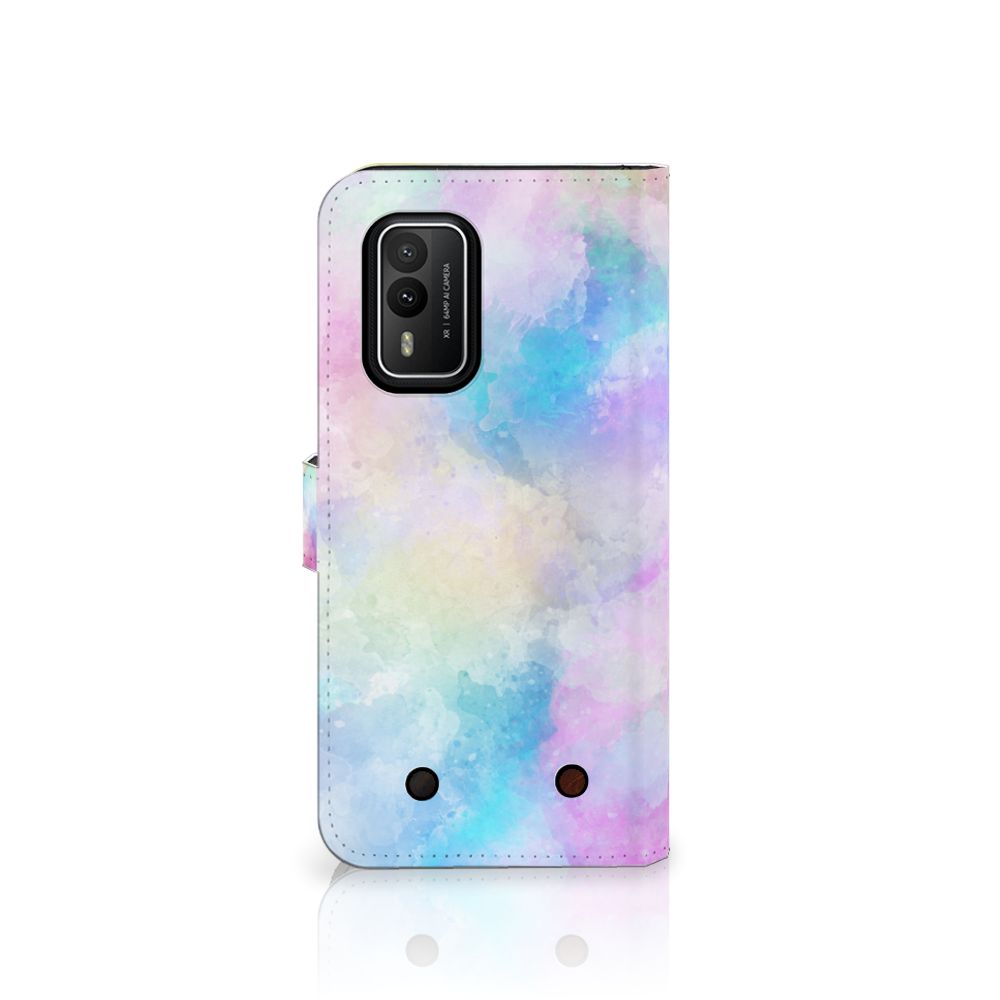 Hoesje Nokia XR21 Watercolor Light met pastelkleuren en pasjeshouder, uniek en kleurrijk ontwerp.
