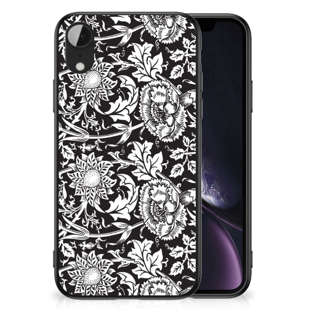 Apple iPhone XR Bloemen Hoesje Black Flowers