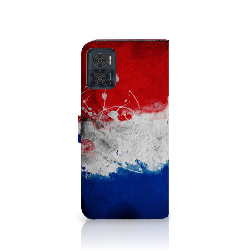 Motorola Moto E22 | E22i Bookstyle Case Nederland met artistiek ontwerp van de Nederlandse vlag.