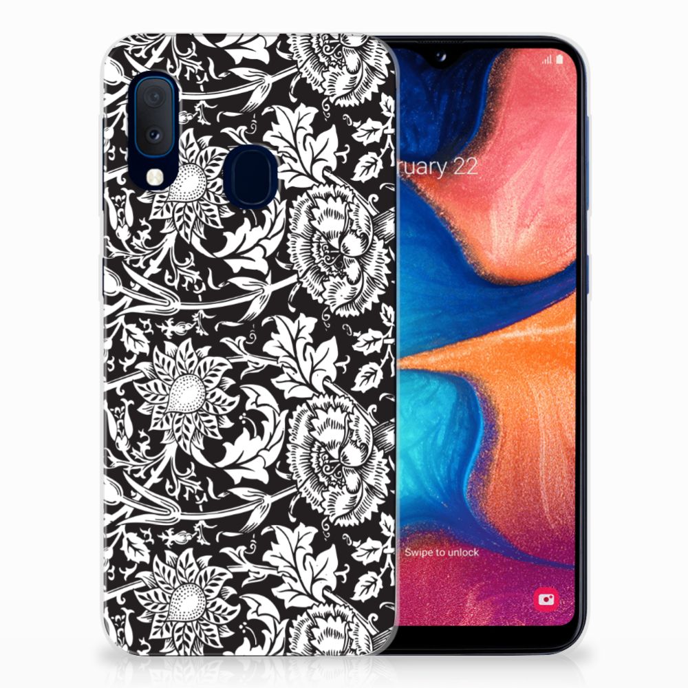 Samsung Galaxy A20e TPU Case Black Flowers