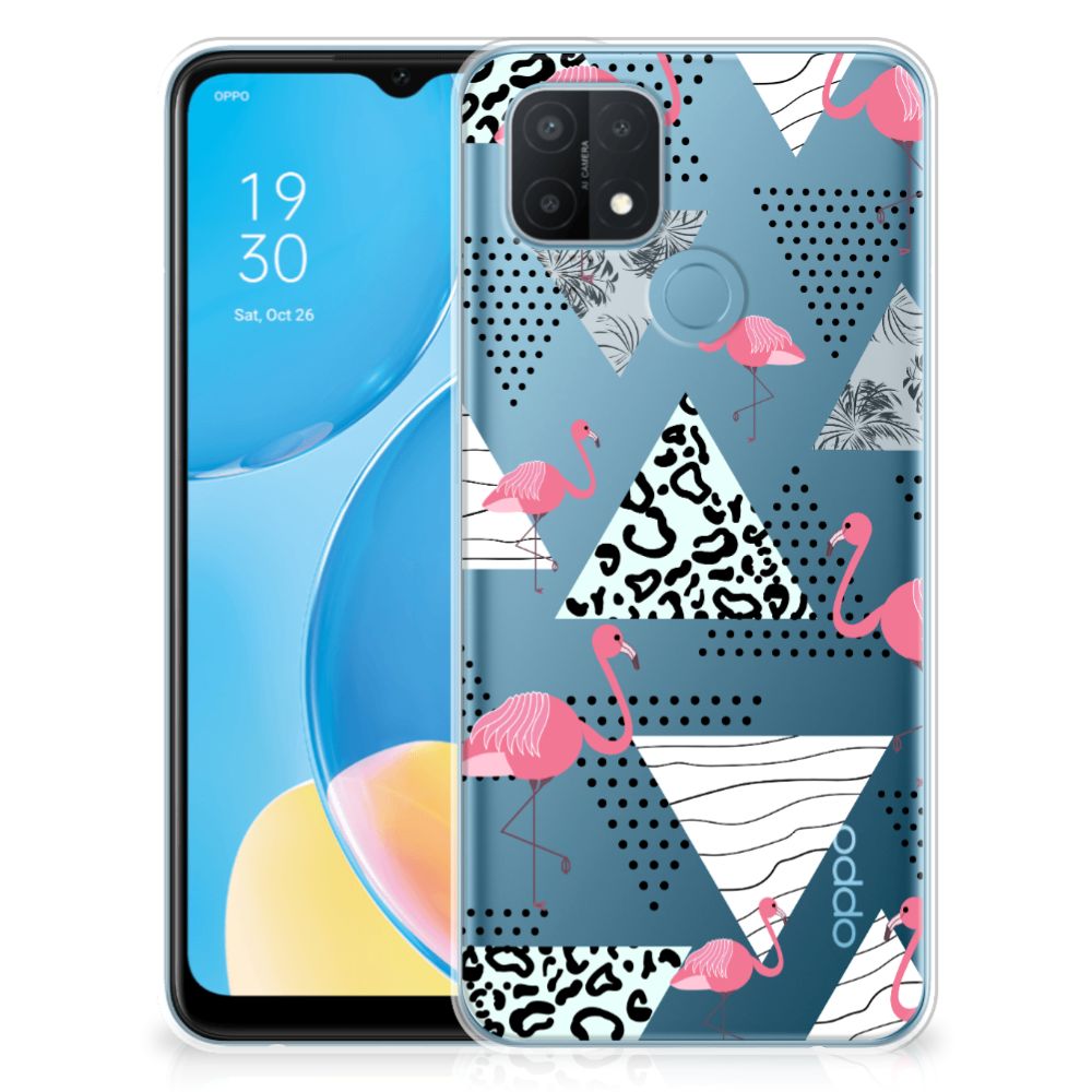 OPPO A15 TPU Hoesje Flamingo Triangle B2C Telecom