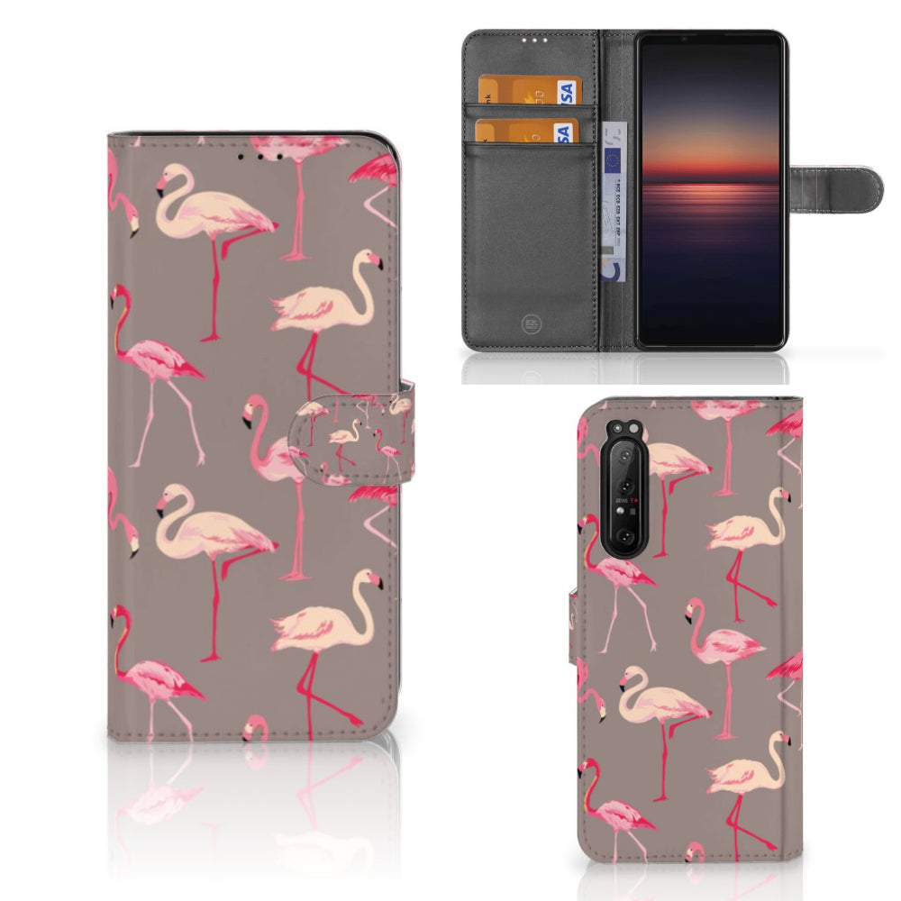 Sony Xperia 1 II Telefoonhoesje met Pasjes Flamingo