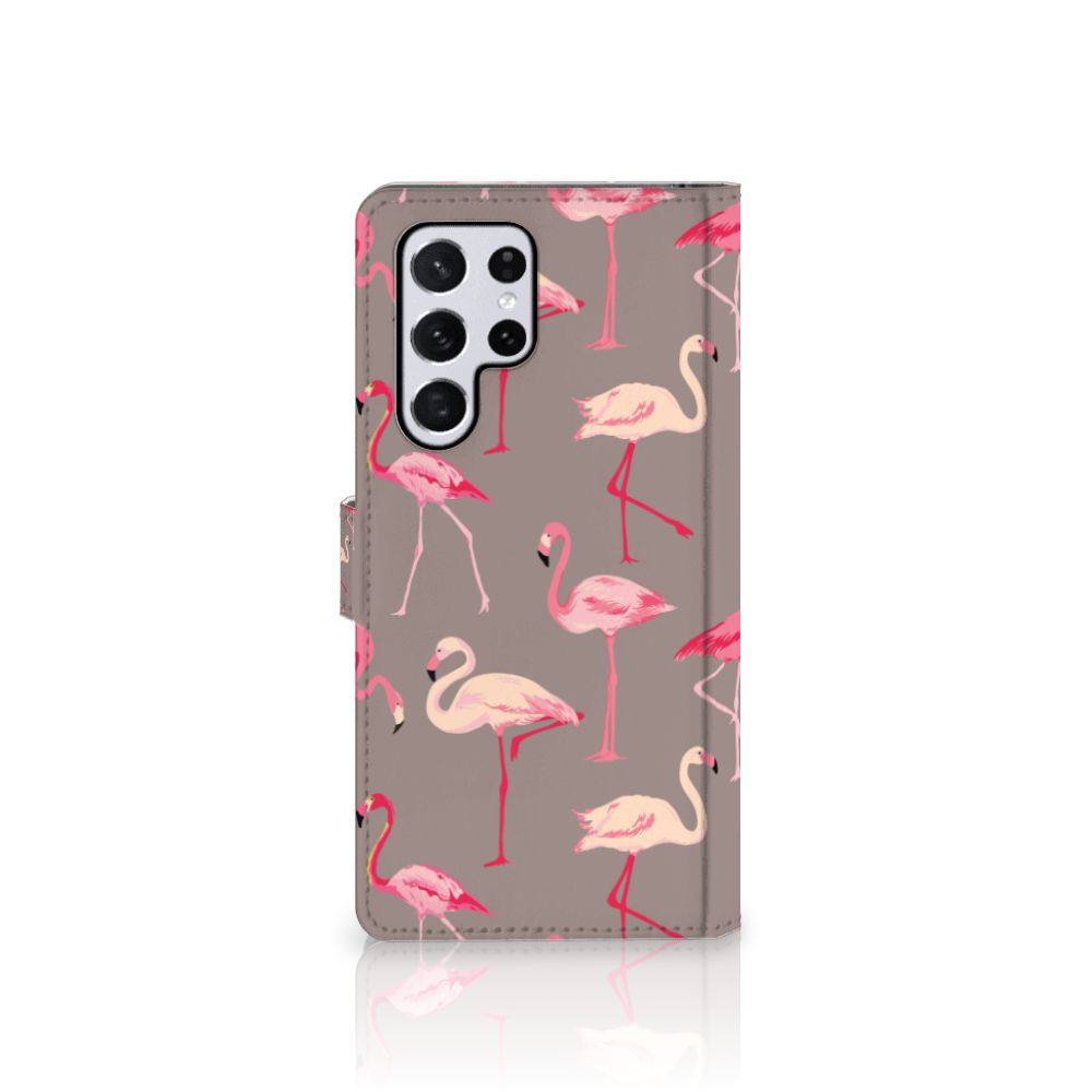 Samsung Galaxy S22 Ultra Telefoonhoesje met Pasjes Flamingo