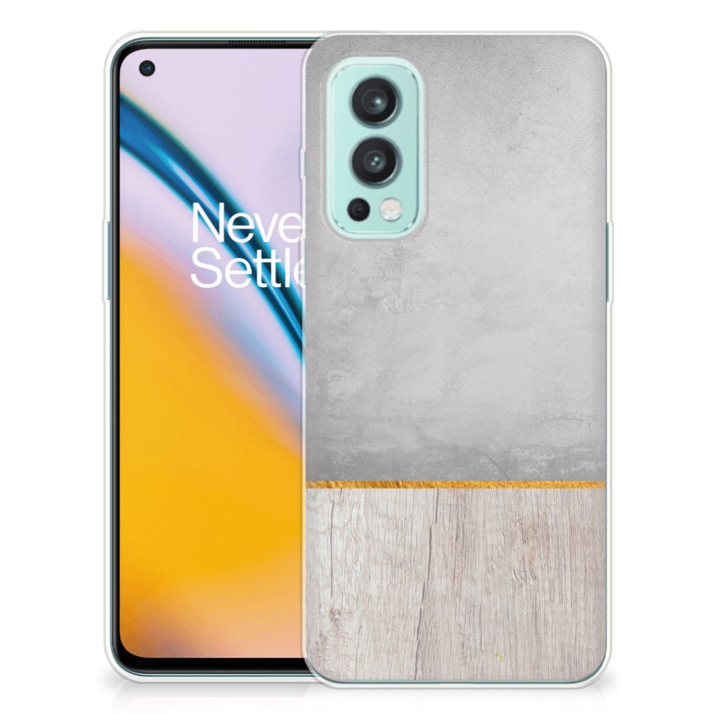 OnePlus Nord 2 5G Bumper Hoesje Wood Concrete